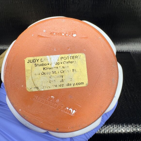 Hand Made Judy G Studio Pottery Candle Stick Holder Floral Pattern RedWare VTG - Picture 5 of 8